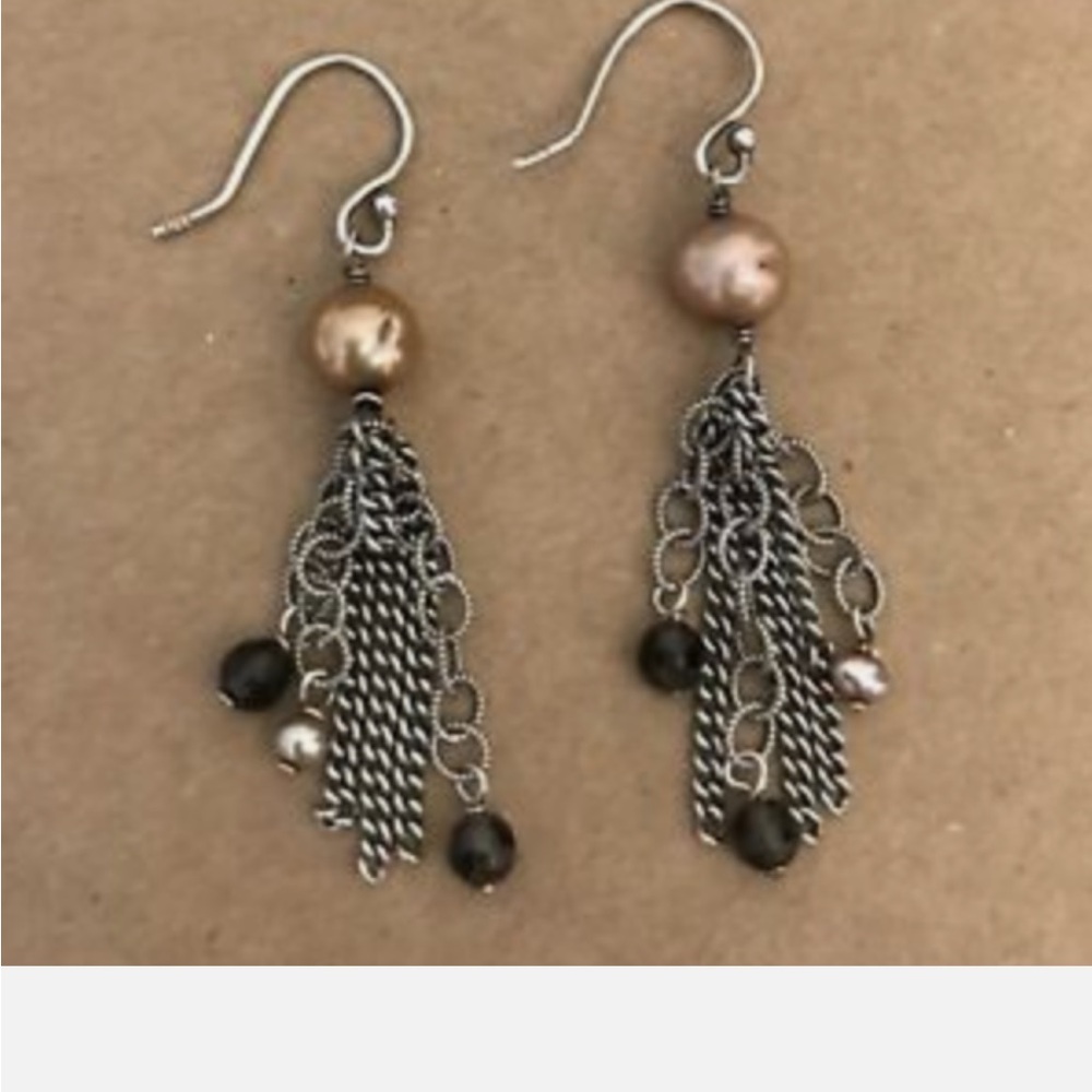 Silpada Sterling Silver and Pearl Dangle Earrings. Vintage